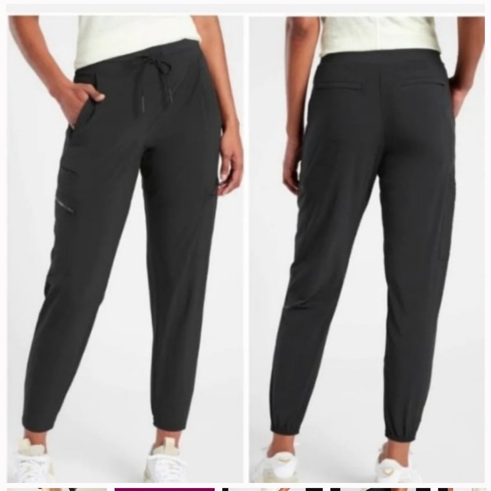 Athleta Women's Black cargo Jogger travel venture pants size 2 EUC - Picture 2 of 5